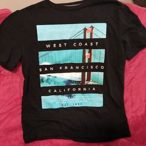 Old Navy Black and Teal Graphic Tee